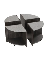 Streamdale 4 Piece of Industrial Round Coffee Table,Sturdy and Easy Assembly, 2-Tier with Storage for Living Room, Garden