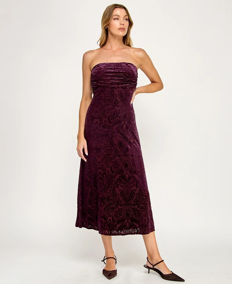 Trixxi Juniors' Burnout Velvet Sleeveless Scarf Midi Dress