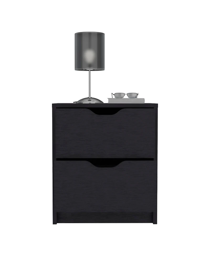 Streamdale Basilea 2 Drawers Nightstand, Pull Out System - Black