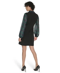 Tommy Hilfiger Women's Collared V-Neck Plaid Dress