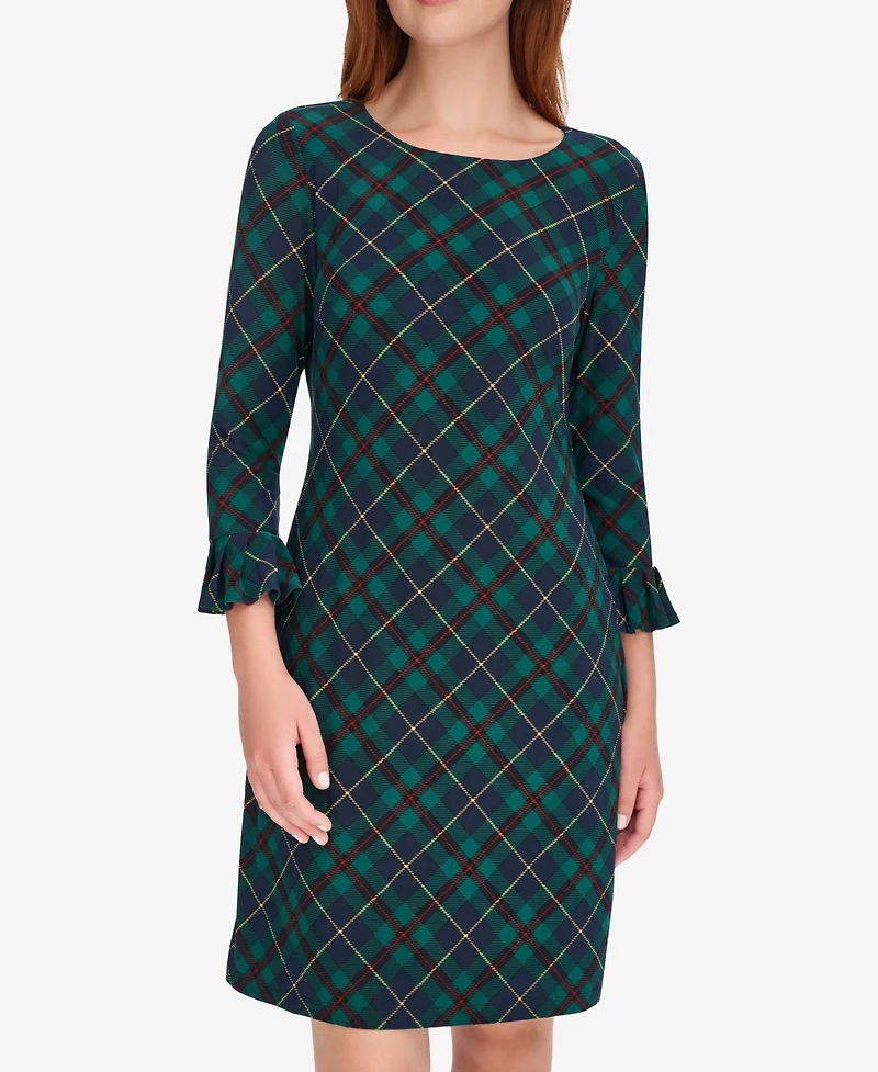 Tommy Hilfiger Women's Plaid Shift Crewneck Dress
