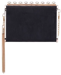 Nina Crystal Ornamented Minaudiere Tassel Lift Lock Clutch