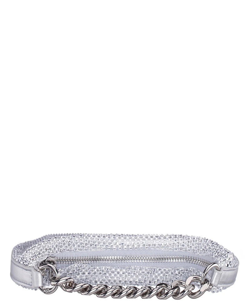 Nina Crystal Mesh Zipper Hobo Bag