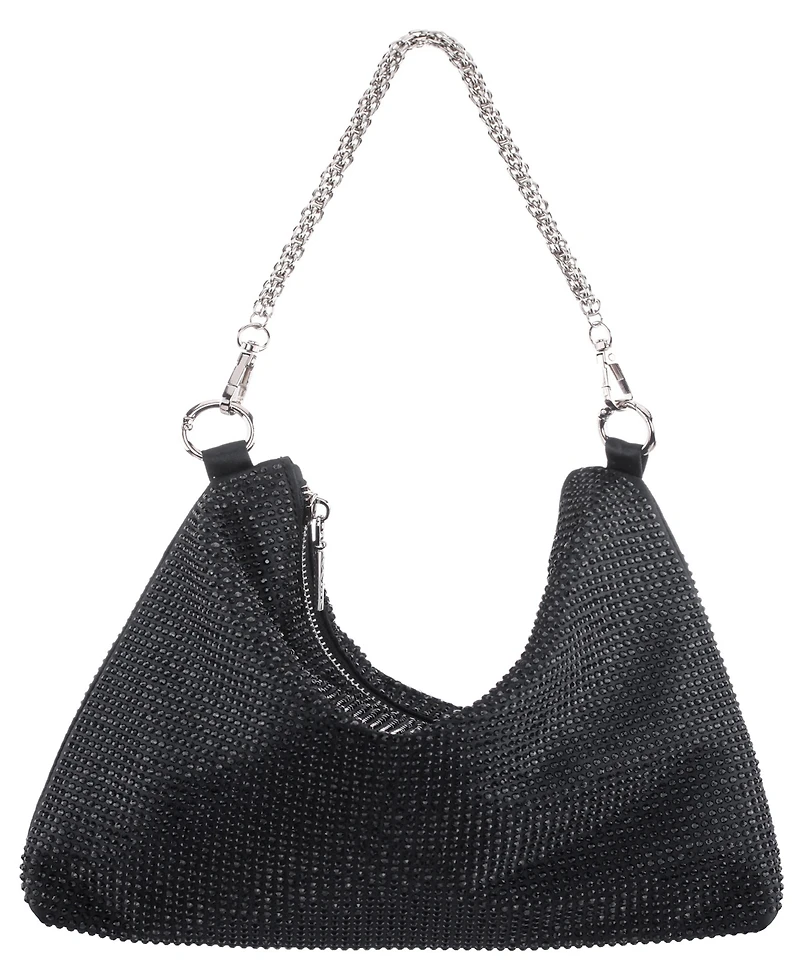 Nina Crystal Embellished Zipper Hobo Bag