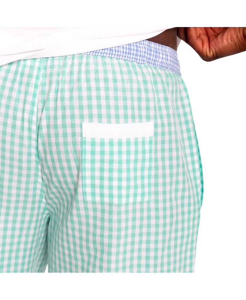 Sant and Abel Men's Hepburn Gingham Mint Sleep Shorts