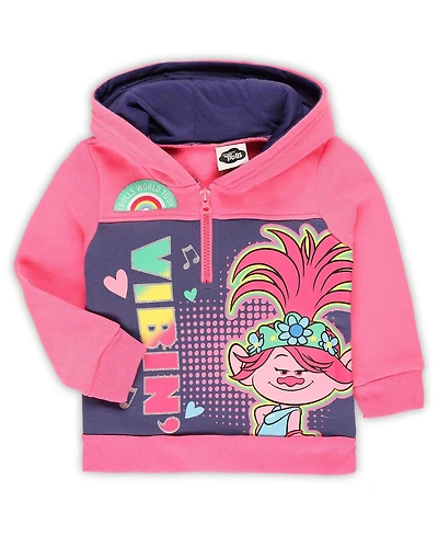 Children's Apparel Network Toddler Pink Trolls Graphic Half-Zip Hoodie
