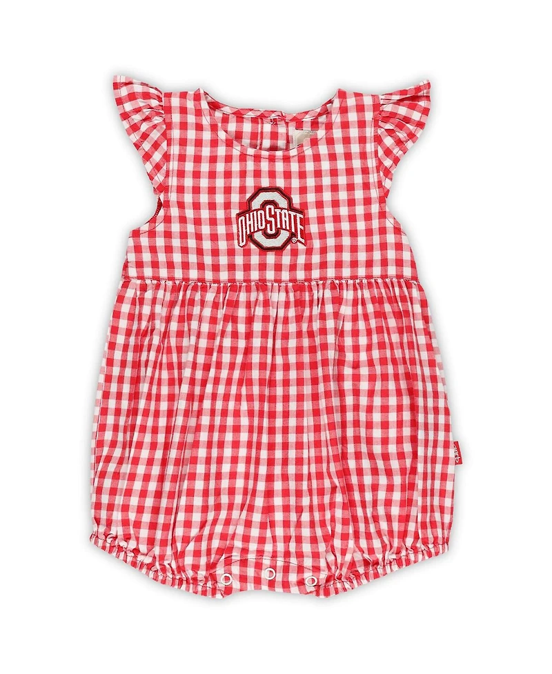 Garb Girl's Baby Boys and Girls Scarlet Ohio State Buckeyes Cara Gingham Ruffled Bodysuit