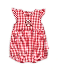 Garb Girl's Baby Boys and Girls Scarlet Ohio State Buckeyes Cara Gingham Ruffled Bodysuit
