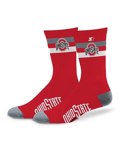 Starter Men's and Women's Ohio State Buckeyes Team Color Two-Stripe Crew Socks