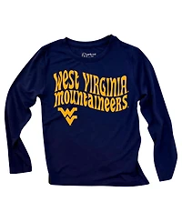 Wes & Willy Toddler 2-Piece West Virginia Mountaineers Long Sleeve Top and Striped Tri-Blend Leggings Set
