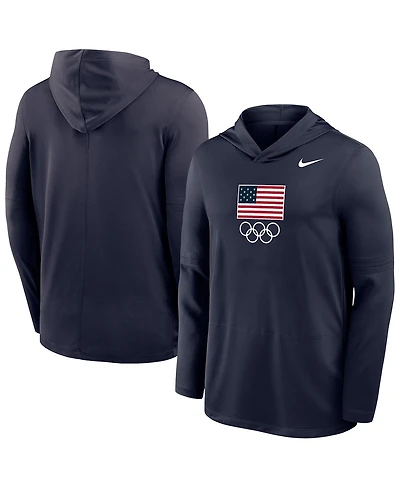 Nike Men's Navy Lightweight Dri-fit Long Sleeve Hoodie T-Shirt