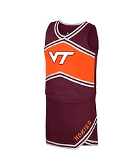 Colosseum Big Girls 2-Piece Maroon Virginia Tech Hokies Cheerleader Top and Skirt Set