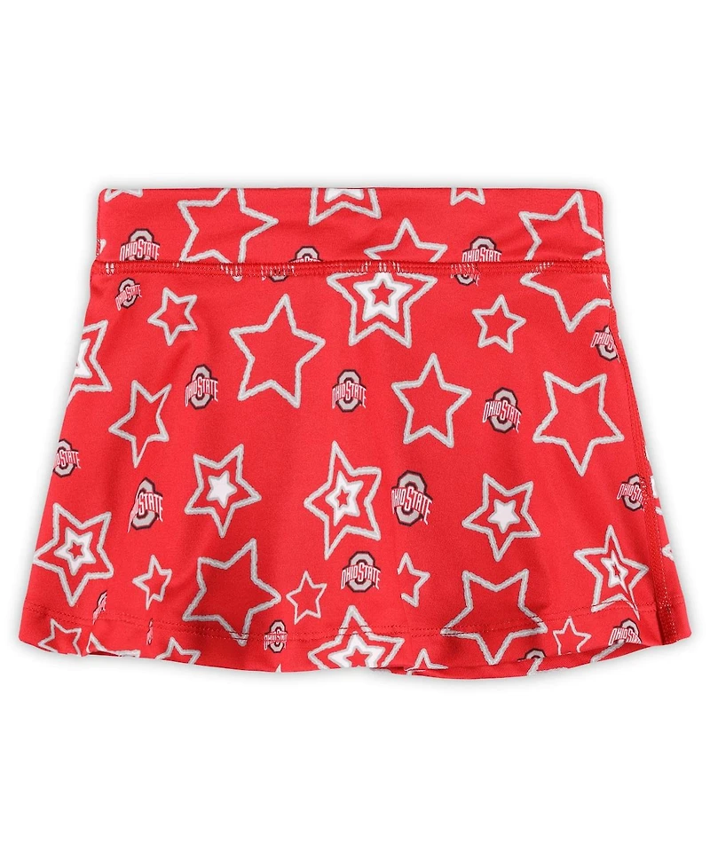 ZooZatz Girls Toddler Scarlet Ohio State Buckeyes Star Flowy Skort