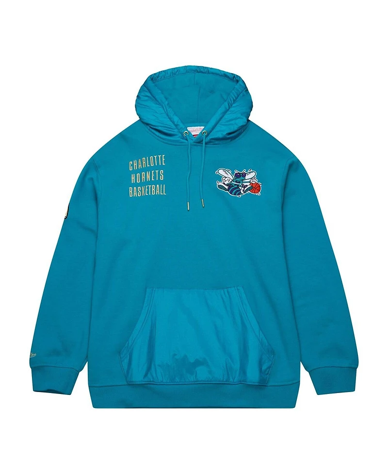 Mitchell & Ness Men's Teal Charlotte Hornets Team Og 2.0 Logo Fleece Pullover Hoodie