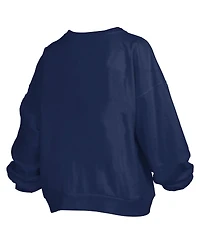 Pressbox Women's Navy North Carolina Tar Heels Big Aug Script Janice Oversized Pullover Sweatshirt