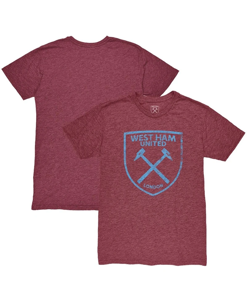 1863FC Men's Claret West Ham United Mono Crest Twisted Tri-Blend Slub T-Shirt