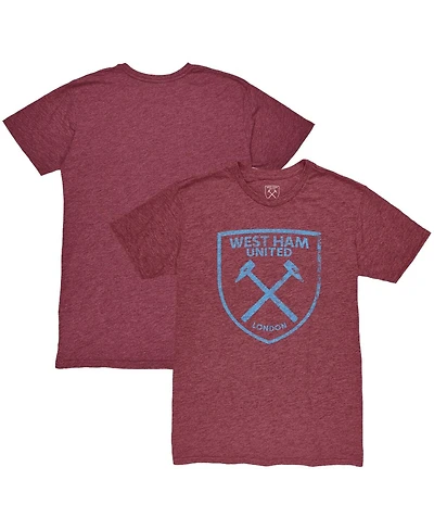 1863FC Men's Claret West Ham United Mono Crest Twisted Tri-Blend Slub T-Shirt