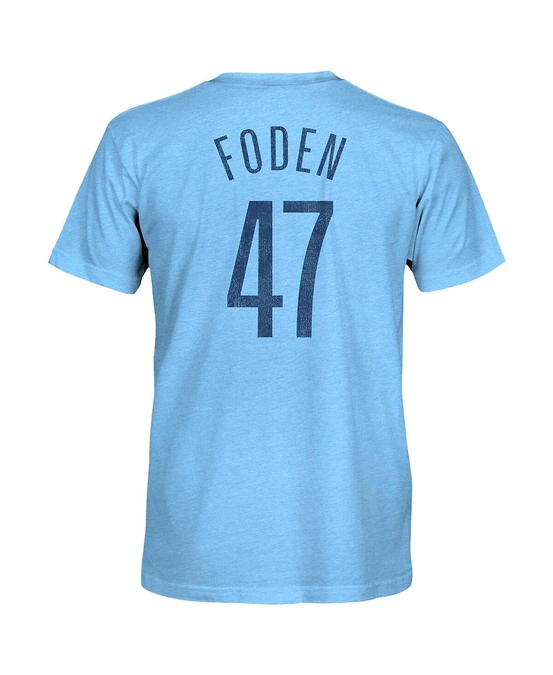 1863FC Men's Phil Foden Sky Blue Manchester City Player Name Number Twisted Tri-Blend Slub T-Shirt