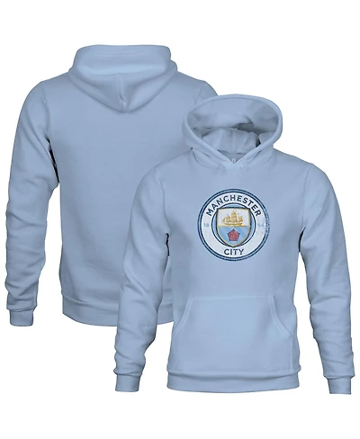 1863FC Big Boys and Girls Sky Blue Manchester City Color Badge Fleece Pullover Hoodie
