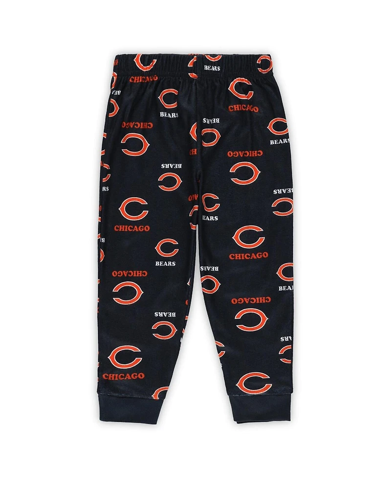 Outerstuff Toddler Navy 2-Piece Chicago Bears All-Over-Print Long Sleeve T-Shirt and Pants Sleep Set