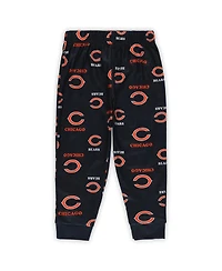 Outerstuff Toddler Navy 2-Piece Chicago Bears All-Over-Print Long Sleeve T-Shirt and Pants Sleep Set