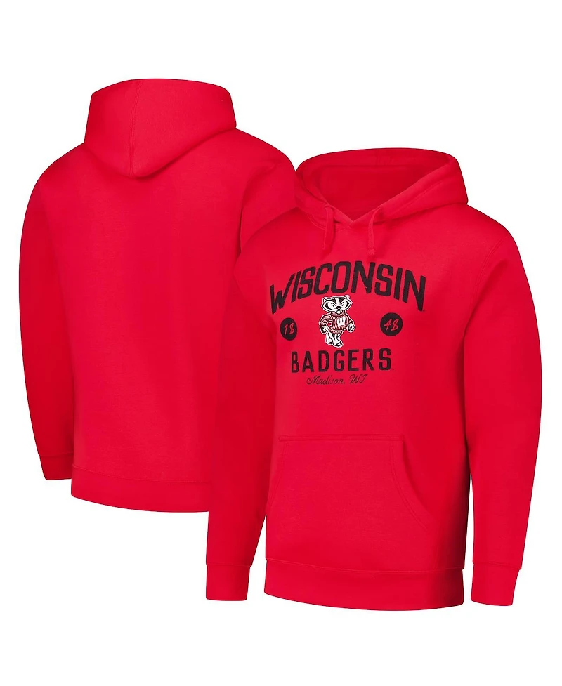 League Collegiate Wear Men's Red Wisconsin Badgers Bendy Arch Essential 2.0 Pullover Hoodie