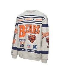 Mitchell & Ness Men's Heather Gray Chicago Bears All Over Print Fleece Crewneck Sweatshirt
