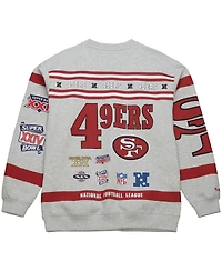 Mitchell & Ness Men's Heather Gray San Francisco 49ers All Over Print Fleece Crewneck Sweatshirt