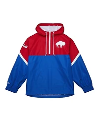 Mitchell & Ness Men's Red/Royal Buffalo Bills Tie Breaker Logo Lightweight Anorak Half-Zip Windbreaker Hoodie