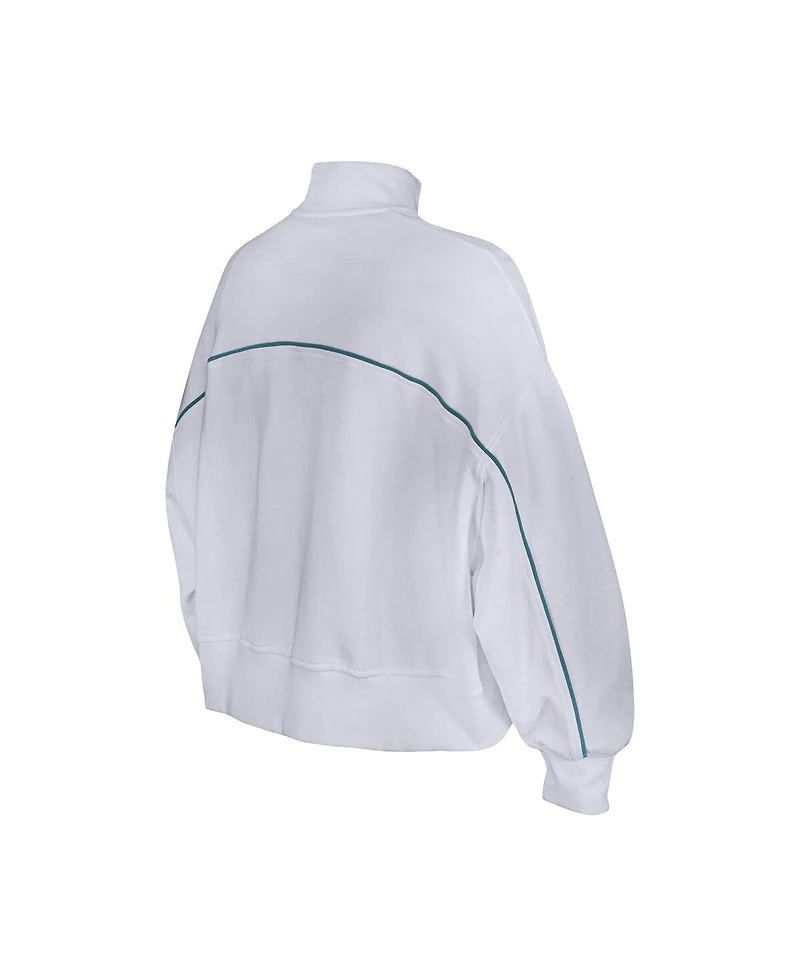 New Era Women's White Philadelphia Eagles Functional Fandom Quarter-Zip Sweatshirt