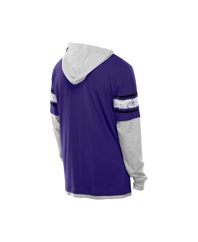 New Era Men's Purple Baltimore Ravens Twofer Layered Long Sleeve Hoodie T-Shirt