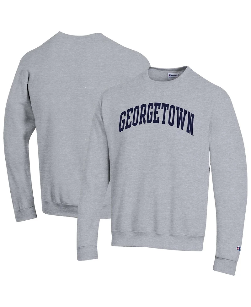 Champion Men's Heather Gray Georgetown Hoyas Basic Arch Fleece Pullover Sweatshirt