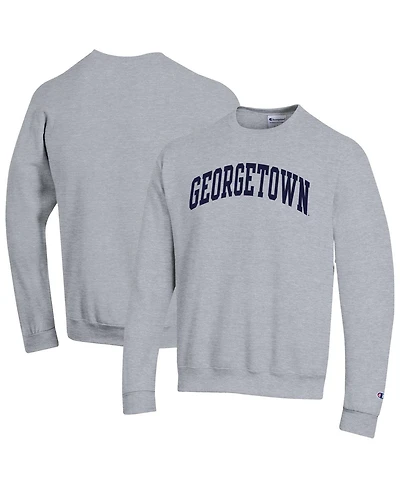 Champion Men's Heather Gray Georgetown Hoyas Basic Arch Fleece Pullover Sweatshirt