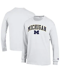 Champion Men's White Michigan Wolverines Arch Over Logo Long Sleeve T-Shirt