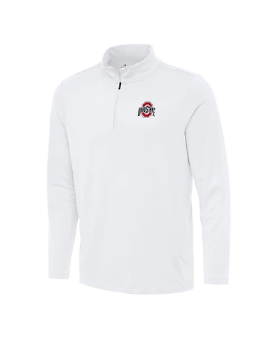 Antigua Men's White Ohio State Buckeyes Reprocess Quarter-Zip Hoodie