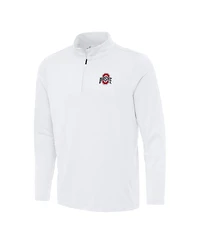 Antigua Men's White Ohio State Buckeyes Reprocess Quarter-Zip Hoodie