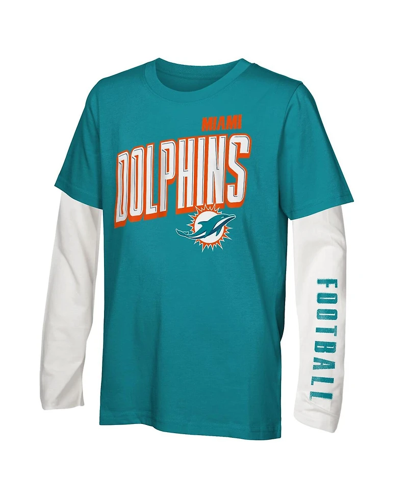 Outerstuff Big Boys and Girls Miami Dolphins the Mix Combo T-Shirt Set