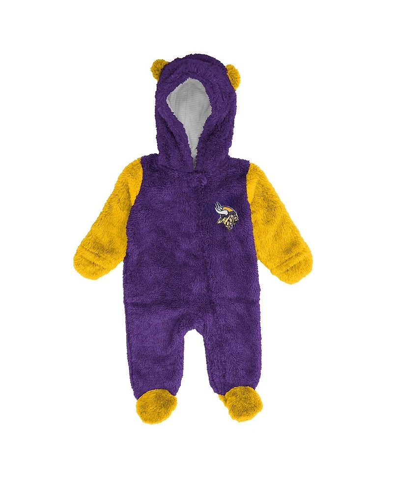 Outerstuff Baby Boys and Girls Purple Minnesota Vikings Stay Napping Fleece Bunting Full-Zip Sleeper