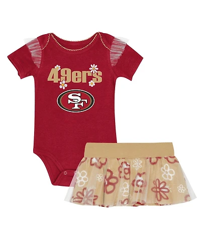 Outerstuff Girls Baby Boys and 2-Piece San Francisco 49ers My Team Rocks Bodysuit Skirt Set