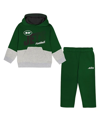 Outerstuff Toddler 2-Piece Green New York Jets Lineman Fleece Hoodie and Pants Set