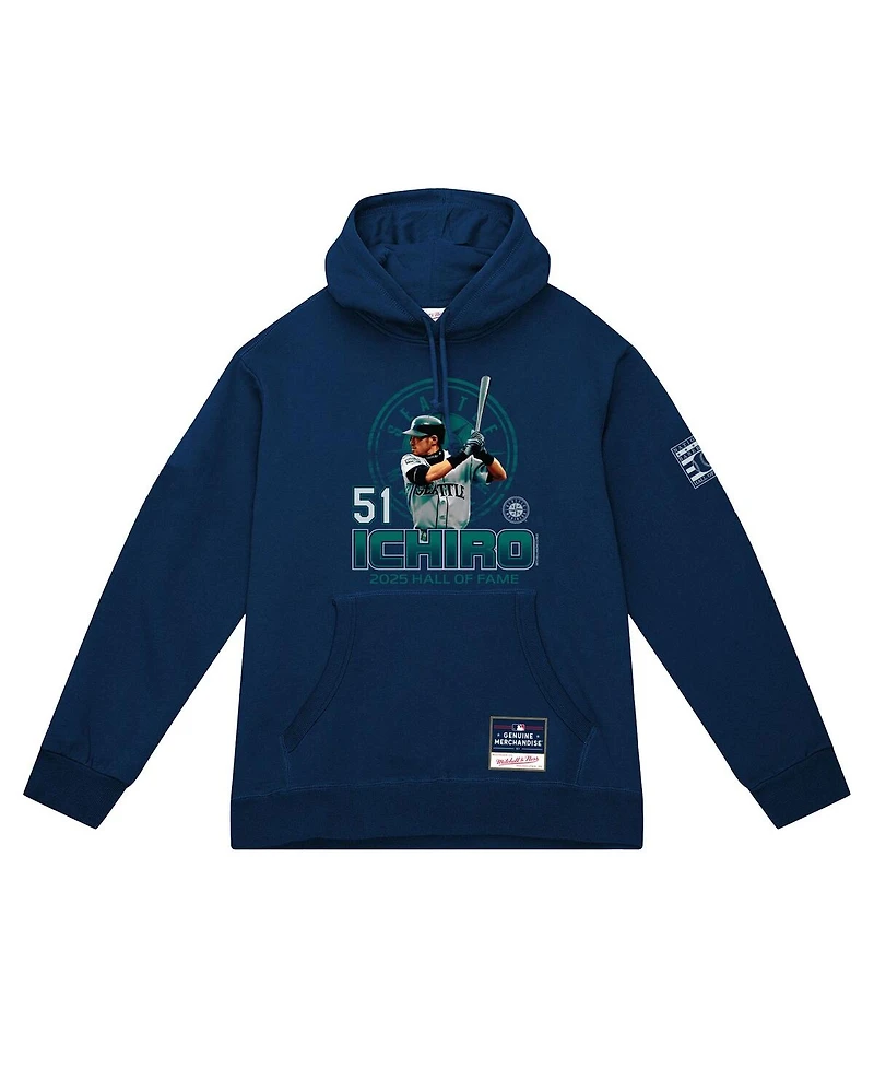 Mitchell & Ness Men's Ichiro Suzuki Navy Seattle Mariners Hall of Fame Hitter Hoodie