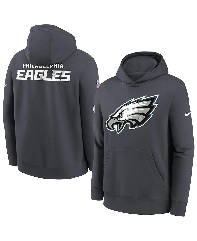 Nike Big Boys and Girls Charcoal Philadelphia Eagles Sideline Club Fleece Hoodie