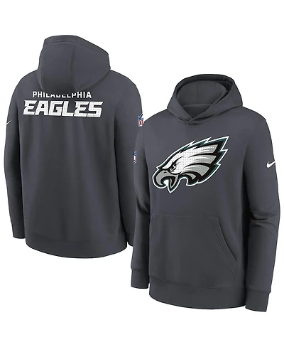Nike Big Boys and Girls Charcoal Philadelphia Eagles Sideline Club Fleece Hoodie