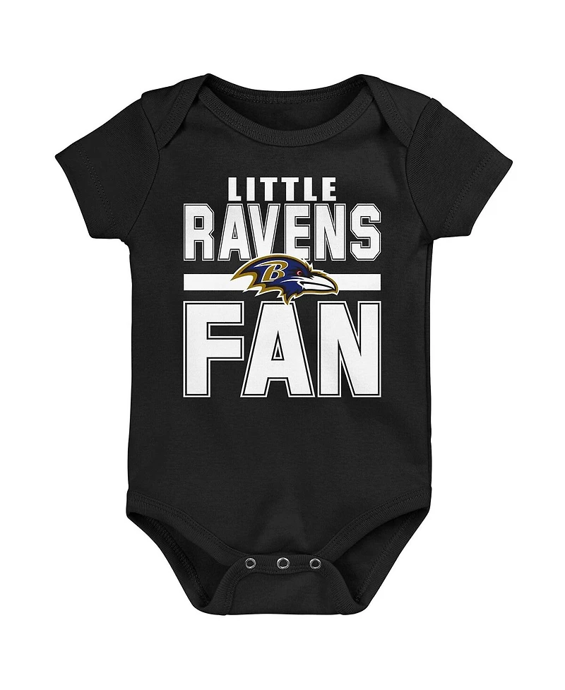 Outerstuff Newborn 3-Pack Baltimore Ravens Little Tike Bodysuit Set