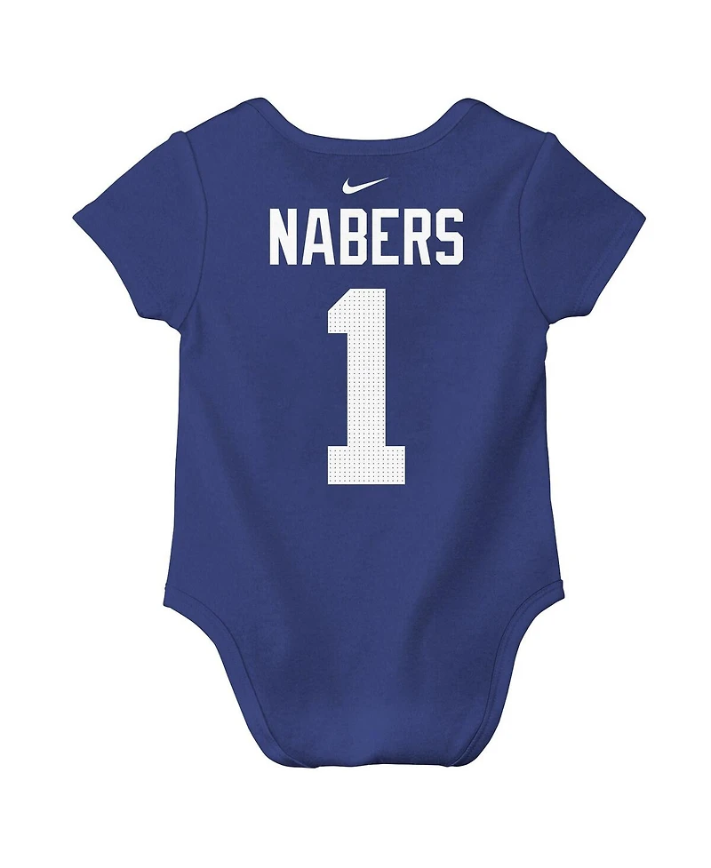 Nike Baby Boys and Girls Malik Nabers Royal New York Giants Player Name Number Bodysuit