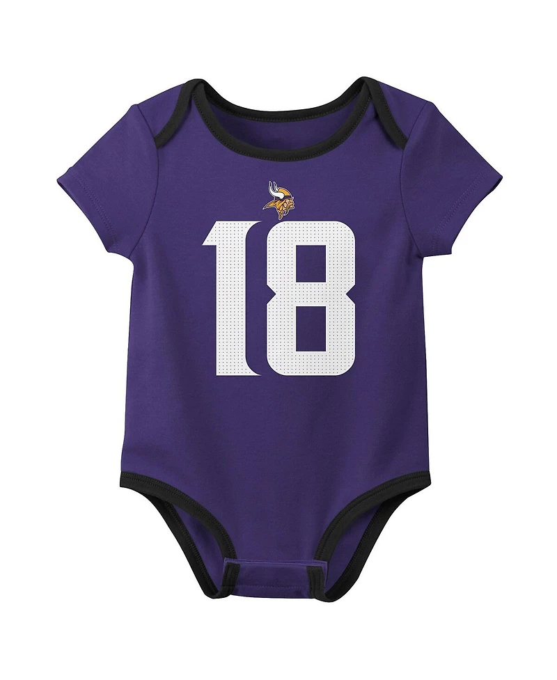 Nike Baby Boys and Girls 3-Pack Justin Jefferson Minnesota Vikings Name Number Bodysuit Set