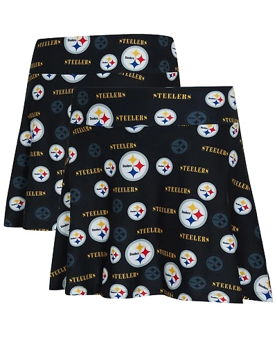 Concepts Sport Women's Black Pittsburgh Steelers Mosaic Allover Print Skort
