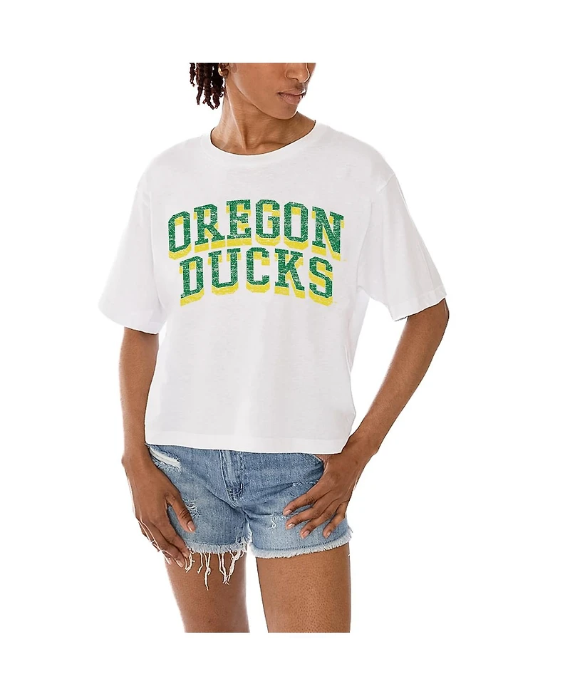 Gameday Couture Women's White Oregon Ducks Claim to Fame Boxy Cropped T-Shirt