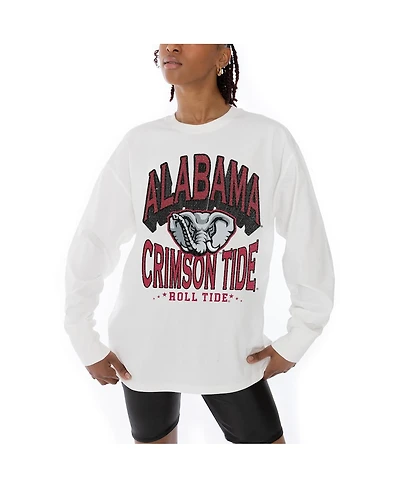 Gameday Couture Women's White Alabama Crimson Tide Midweight Oversized Long Sleeve T-Shirt