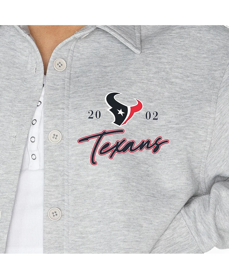 Gameday Couture Women's Ash Houston Texans Full-Button Long Sleeve Overshirt